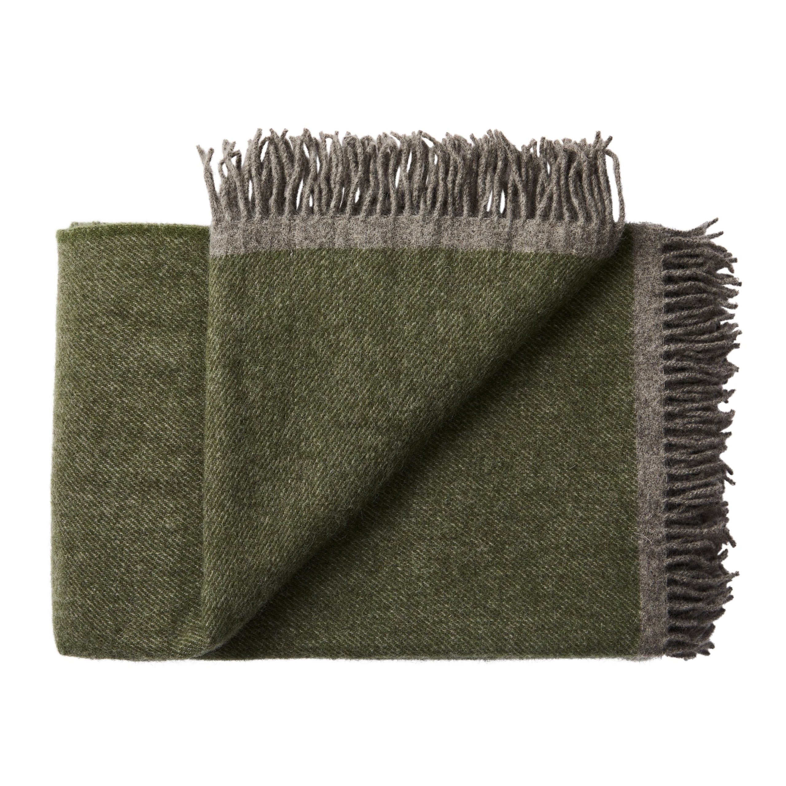 verhouding Knikken pariteit Wollen deken groen met grijs voorzien van beige streep